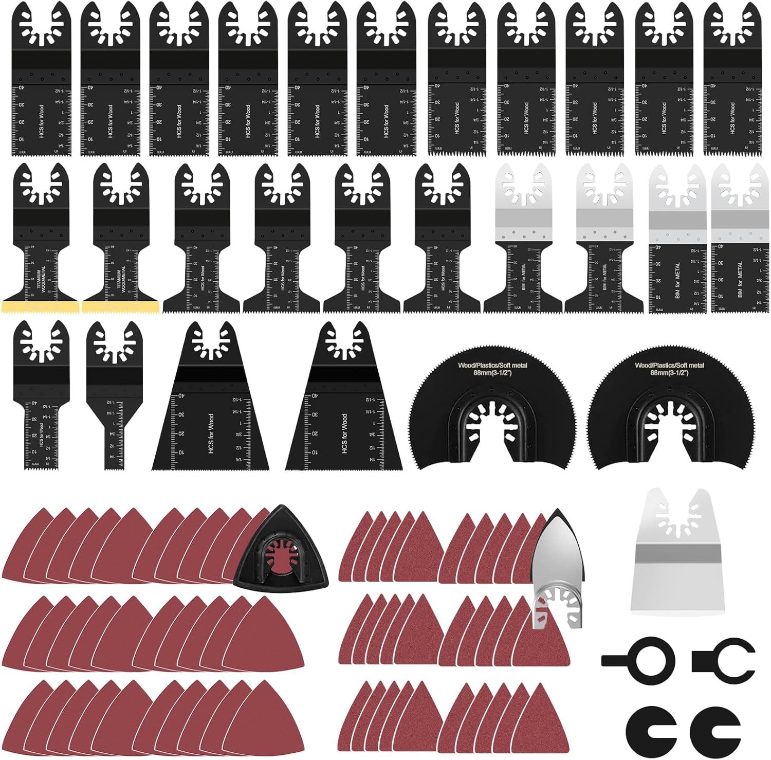 94 Pcs Oscillating Saw Blades, Multitool Blades for Cutting Wood Metal Plastic, Quick Release Oscillating Tool Blade Compatible with Dewalt, Rockwell, Makita, Ryobi, Fein, Black&Decker