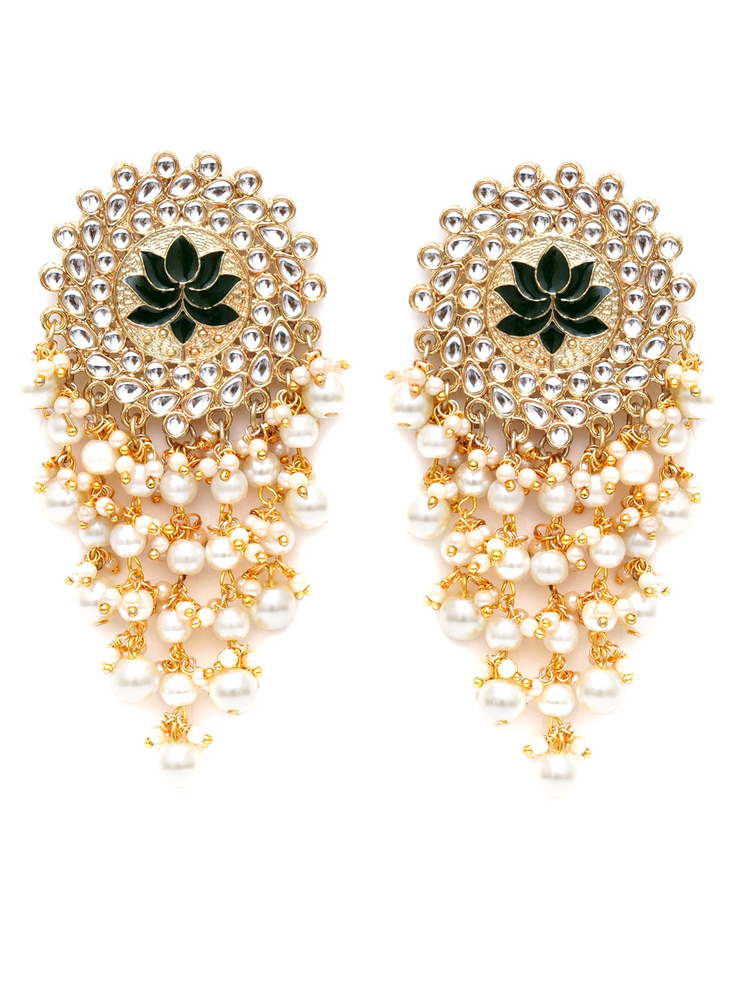 See full amazon price history chart for Karatcart Gold Plated Green Meena Pearl Beads Kundan Dangler Earrings for Women Karatcart Gold Plated Green Meena Pearl Beads Kundan Dangler Earrings for Women (B0BFQQFFPM) Amazon Price History, Amazon Price Tracker