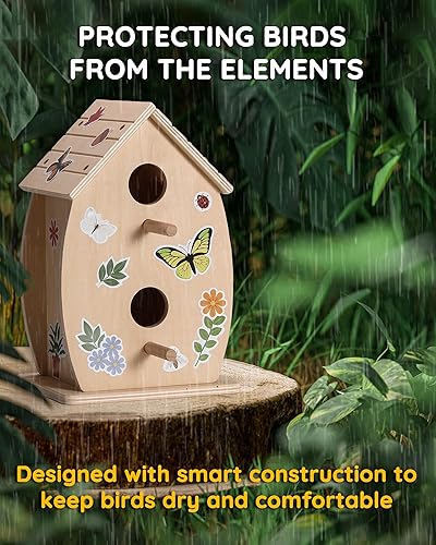 Miniatura 5 de SainSmart Jr. Kit de casa de pájaros para que los niños construyan y pinten, juguetes de madera para manualidades, manualidades de madera sin