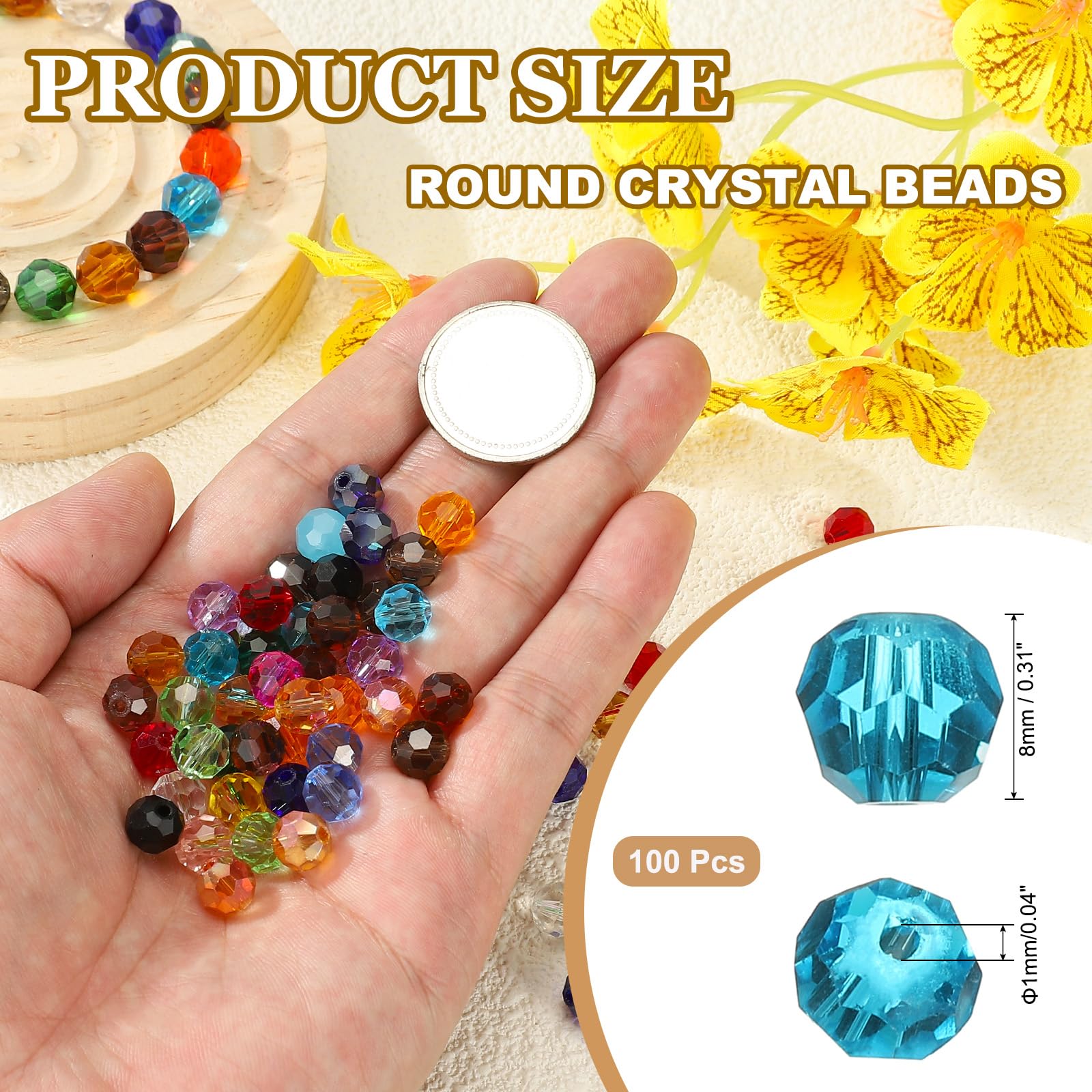 PATIKIL 8mm Round Crystal Beads - Image 2