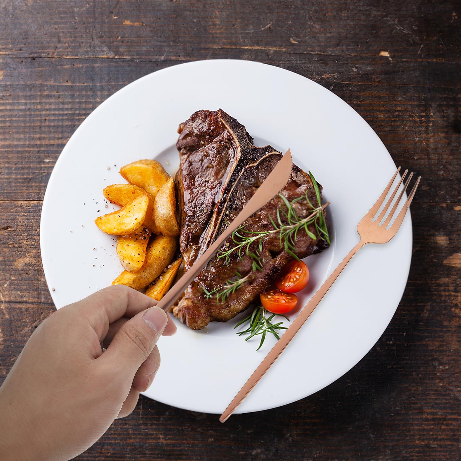 SEWACC D'ustensiles de Table et Service de Plats Occidentaux Ensemble de 30 Pièces en Acier Inoxydable Design Élégant, Facile à Nettoyer, pour Occasions Spéciales