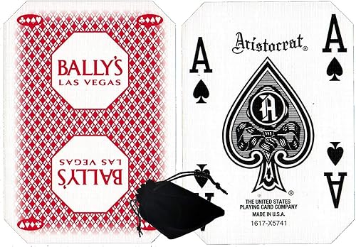 Cyber-Deals Amplia selección de mazos de cartas auténticos de Las Vegas Strip Casino con bolsa de tela de terciopelo negro (Bally's (Red))