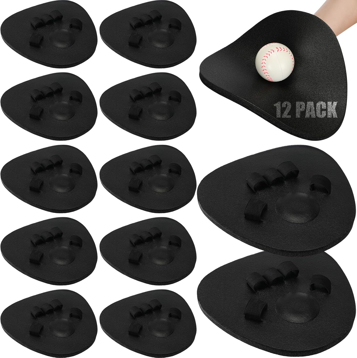 Leyndo Baseball Training Glove Foam Fielding Trainer Infield Training Gloves Baseball Fielding Gloves for Quick Hands Batting Practice Two Hands, Black Color