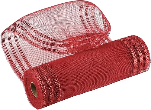 Miniatura 10 de HUIHUANG Malla decorativa verde y roja con rayas en el borde, cinta de malla grande de Navidad para árboles, suministros de fabricación de coronas,