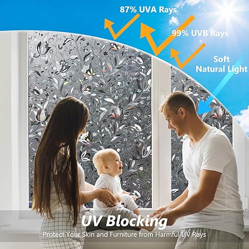 Miniatura 39 de Kromapolis Película de privacidad para ventana, cubierta de vinilo para vidrio, película decorativa de vitral, esmerilada para ventana, se adhiere