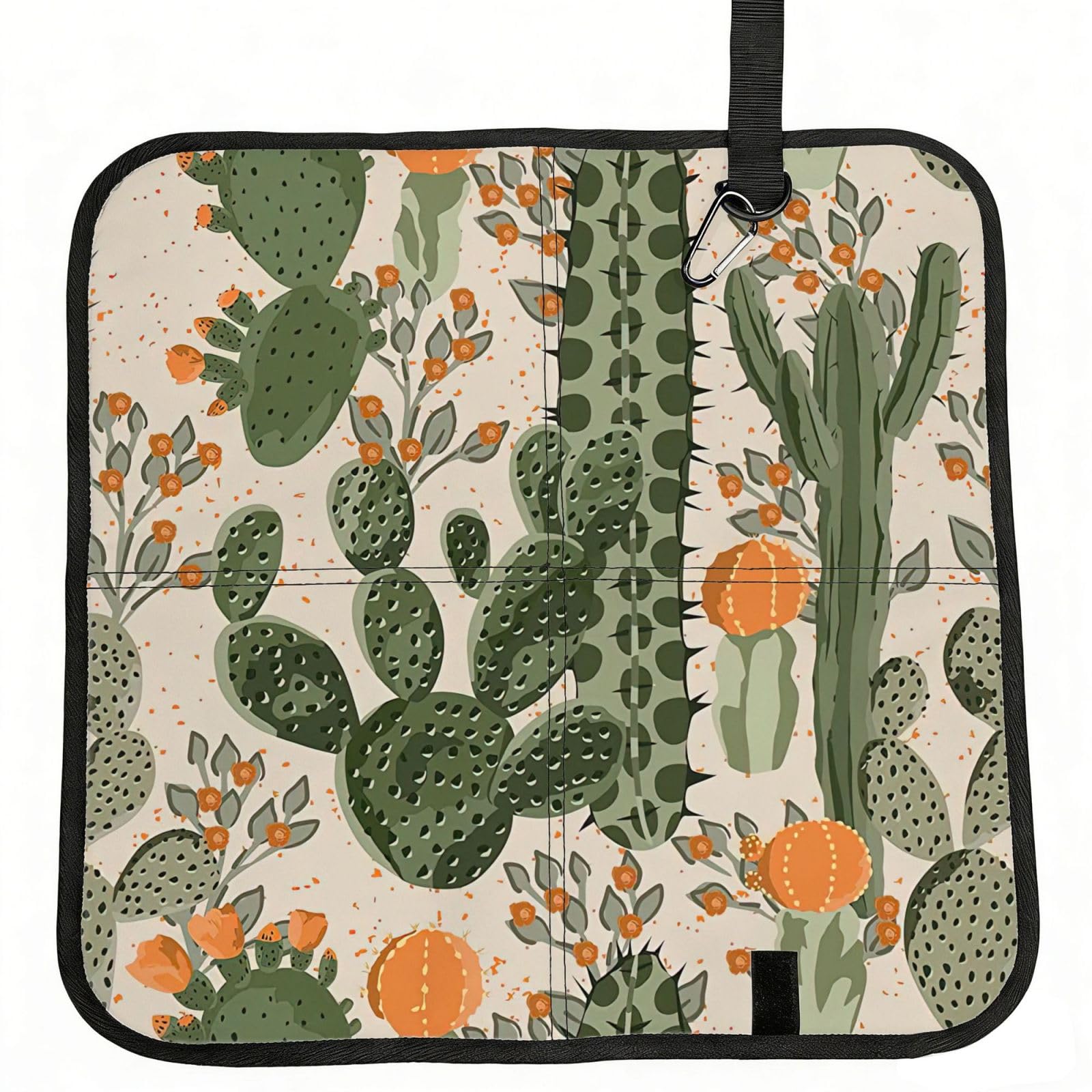 YGLHBDPBF Green Cactus Print Camping seat cushion,Foldable Sitting Pads,Save Backpack Space for Hiking