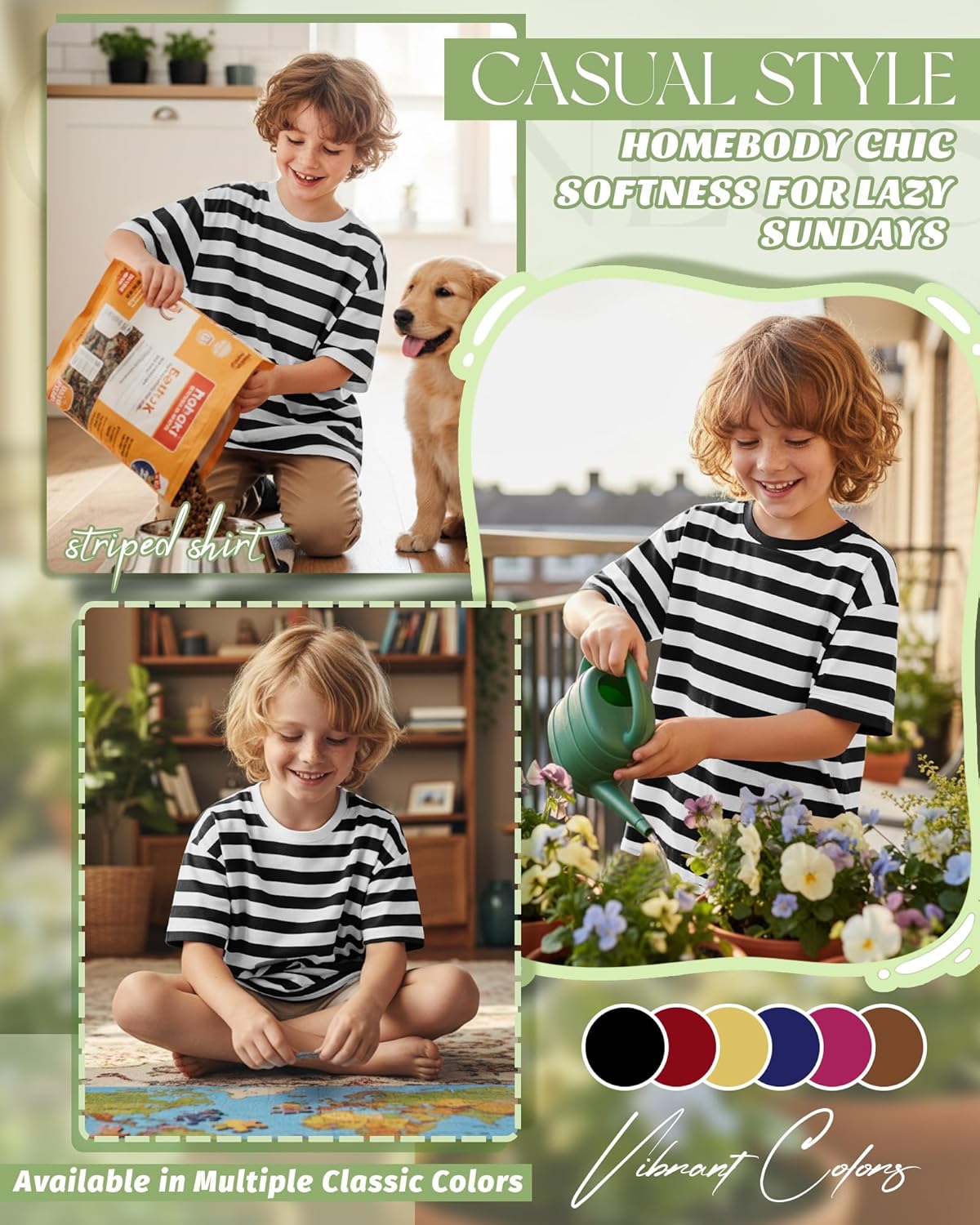 Boys Striped T Shirt Oversized Short Sleeve Basic Tops Crew Neck Loose Tees Kid Fashionable Casual Top 5-14 Years - Image 4