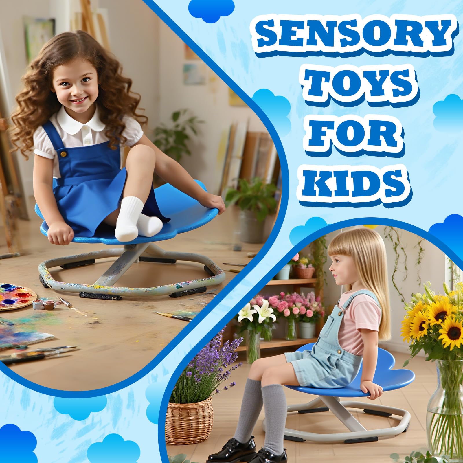 Carrusel Autismo Silla giratoria para niños,Silla Giratoria Sensorial de 360°,Juguete para Autismo,TDAH Herramienta de Entrenamiento,Coordinación física y Equilibrio,Silla de Equilibrio