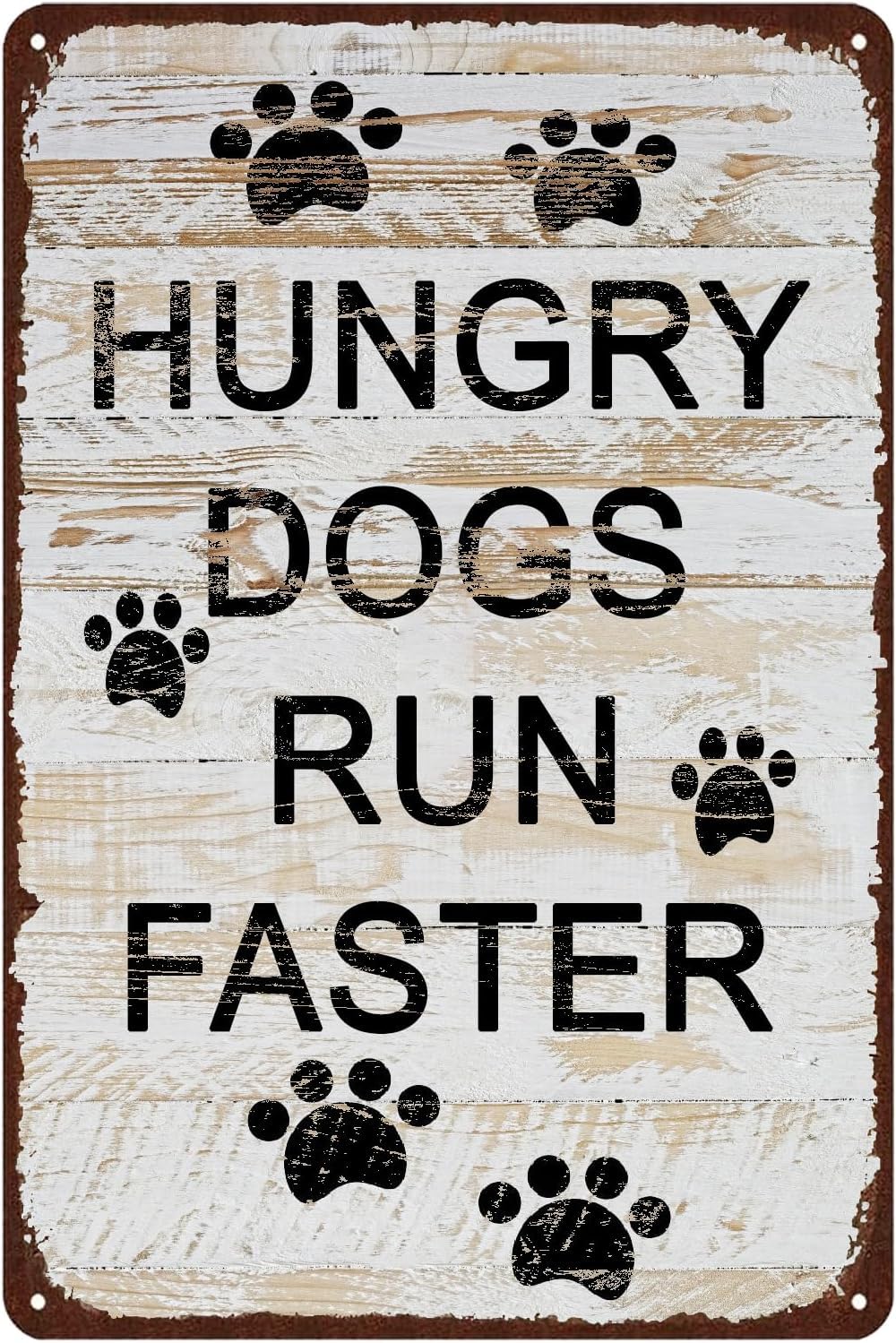 Anceky Vintage Tin Signs Hungry Dogs Run Faster Funny Metal Sign Rustic Plaque, Humor Man Cave Home Bar Cafe Wall Art Room Door Accessories Poster s 8x12 Inch