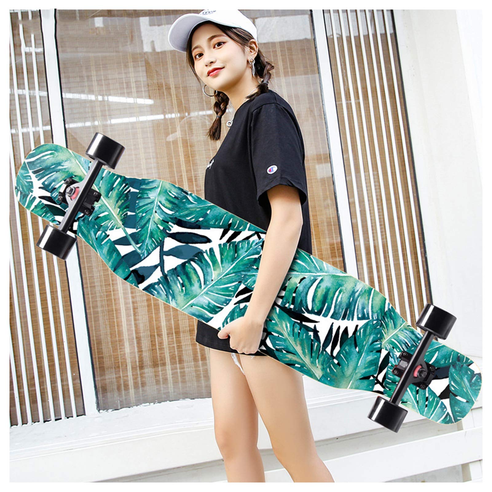 RajoNN Longboard Skateboard 43 Pouces 8 Couches d'érable Canadien Drop Through Longboards pour Enfants garçons Filles Jeunes débutants Skateboard Complet Cruiser pour la croisière, la