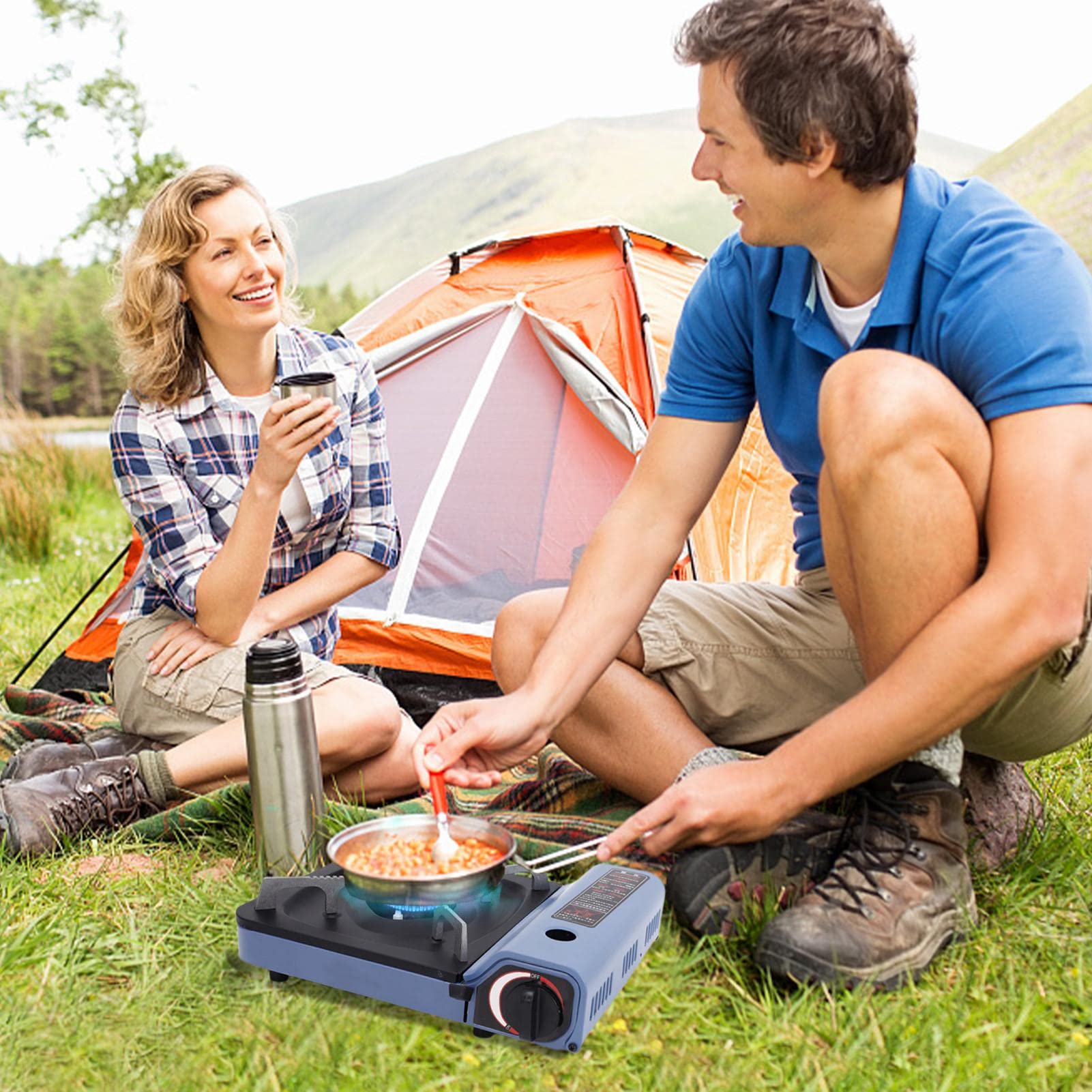 Cuisine Plein Air Portable VIVOHOME - Réchaud De Camping Propane 1 Brûleur - Portable Et Pratique Pour Extérieur Réchaud Camping Propane