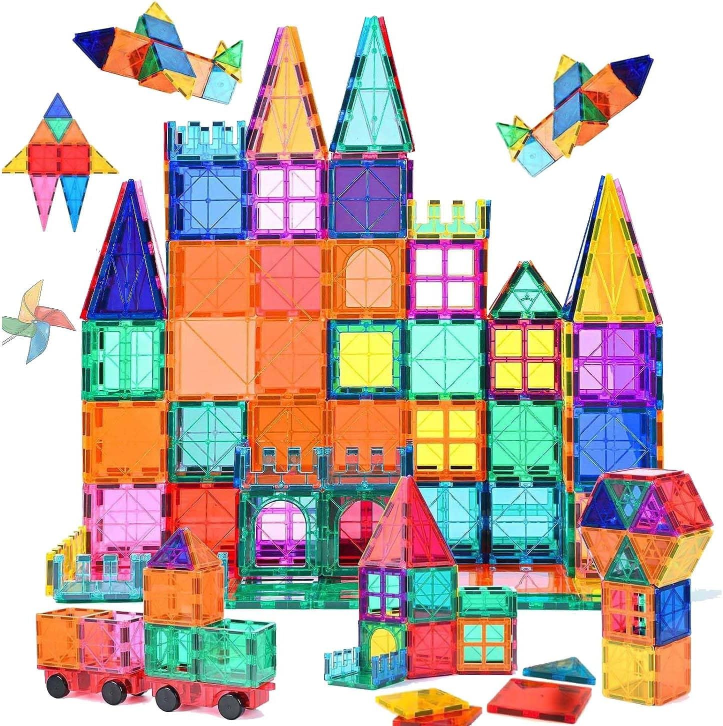 SWIFT Magnetic Tiles for Kids, 100 Pcs Magnet Blocks Building toys, STEM Toys for 3+ Year Old Boys/Girls-Learning by Playing Games for Toddlers- Construction Playboards Toy-Inspirational, Educational