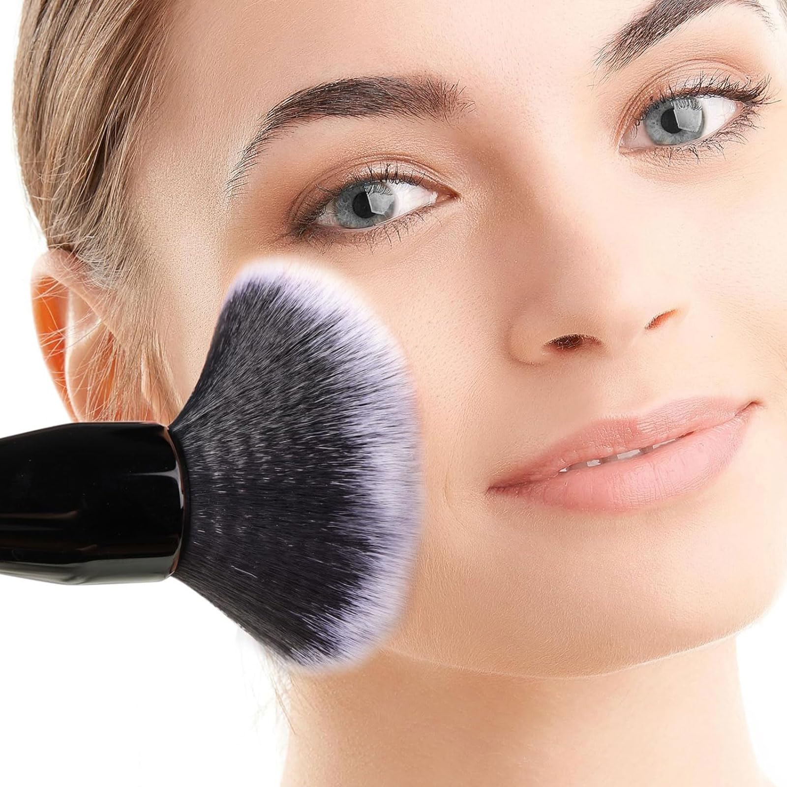 Mezrkuwr Pennello grande per polvere, pennello per fondotinta, pennello professionale per trucco per sfumare liquidi, creme e polvere impeccabile, lucidatura, sfumatura, correttore