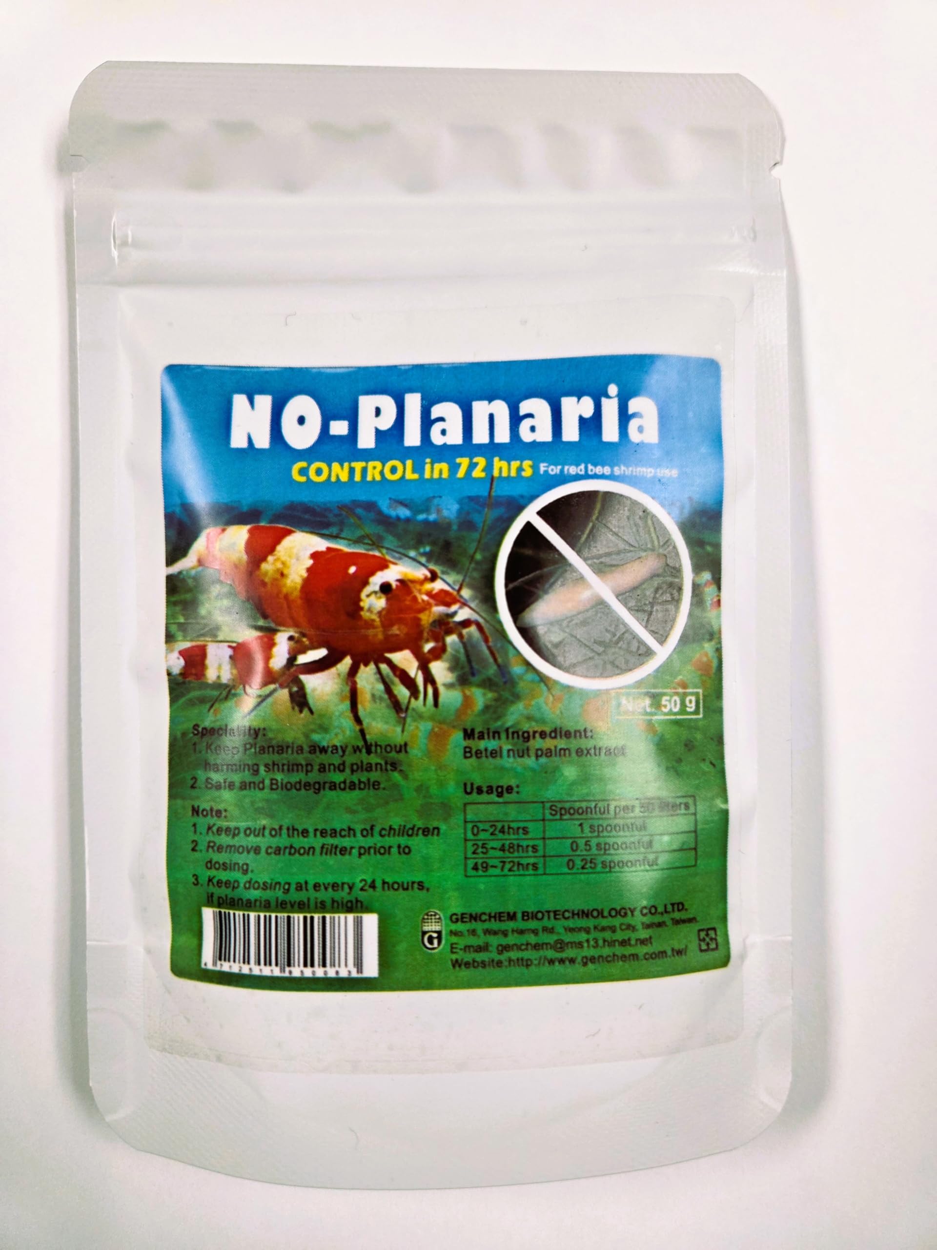 FishAquatics Genchem No Planaria 50g Shrimp Safe Planaria Hydra Killer