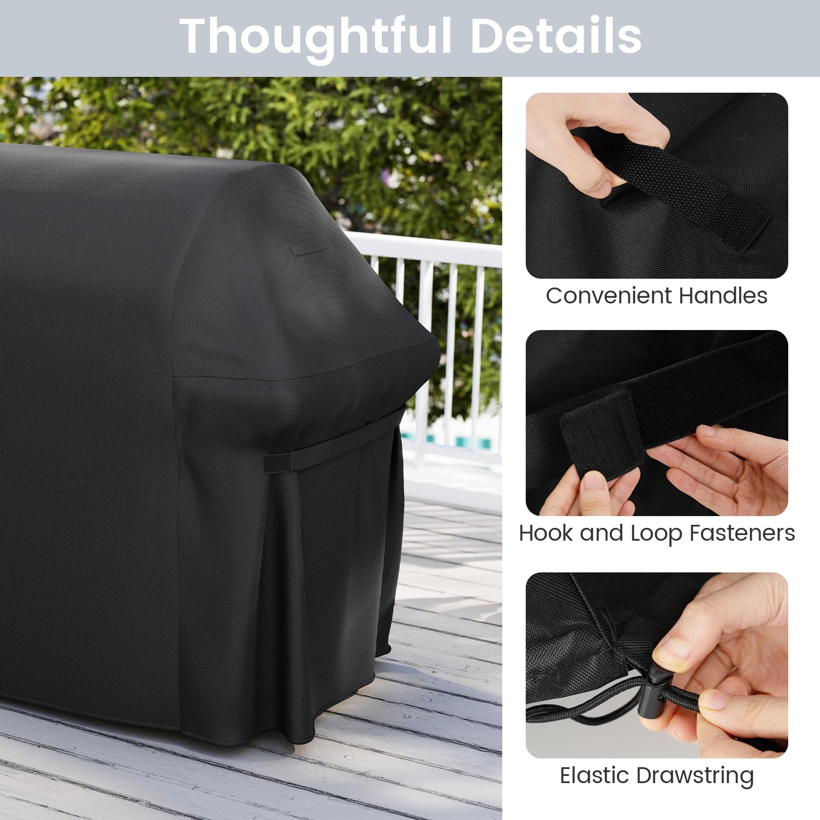 SPOTRAVEL Copertura per barbecue a gas, 132 cm, 151 x 71 x 113 cm | Con protezione impermeabile 600D resistente per tutte le intemperie, cinghie a strappo, orlo regolabile con coulisse per