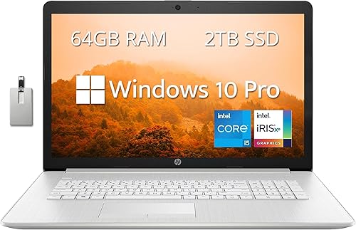 HP Portátil empresarial FHD de 17.3", Intel Core i5-1135G7 de 11 generación (Beats Intel i7-1065G7), 64 GB de RAM, SSD PCIe de 2 TB, teclado