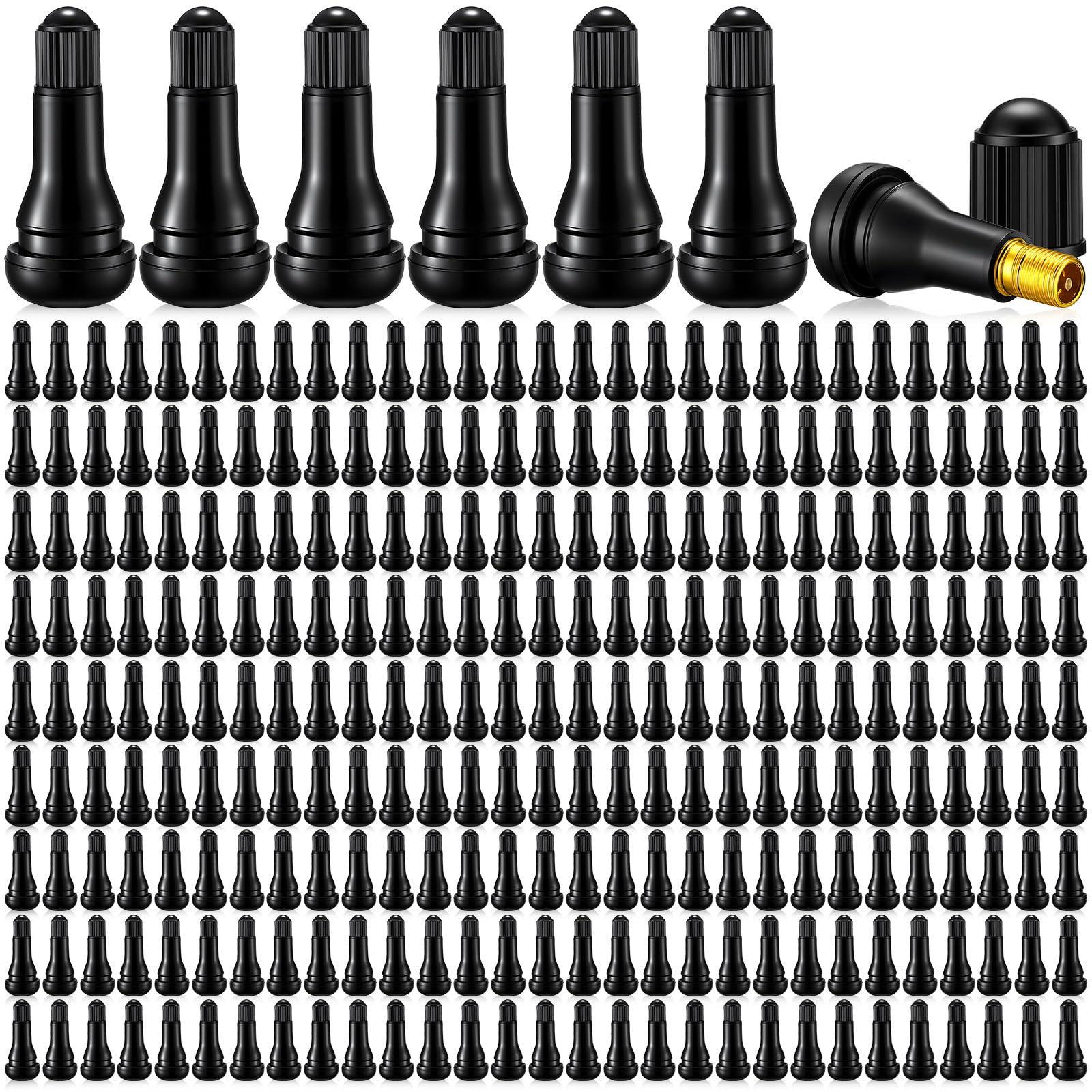 Tallew 400 Pieces TR413 Tire Valve Stems, Rubber Snap-in Tubeless, Black