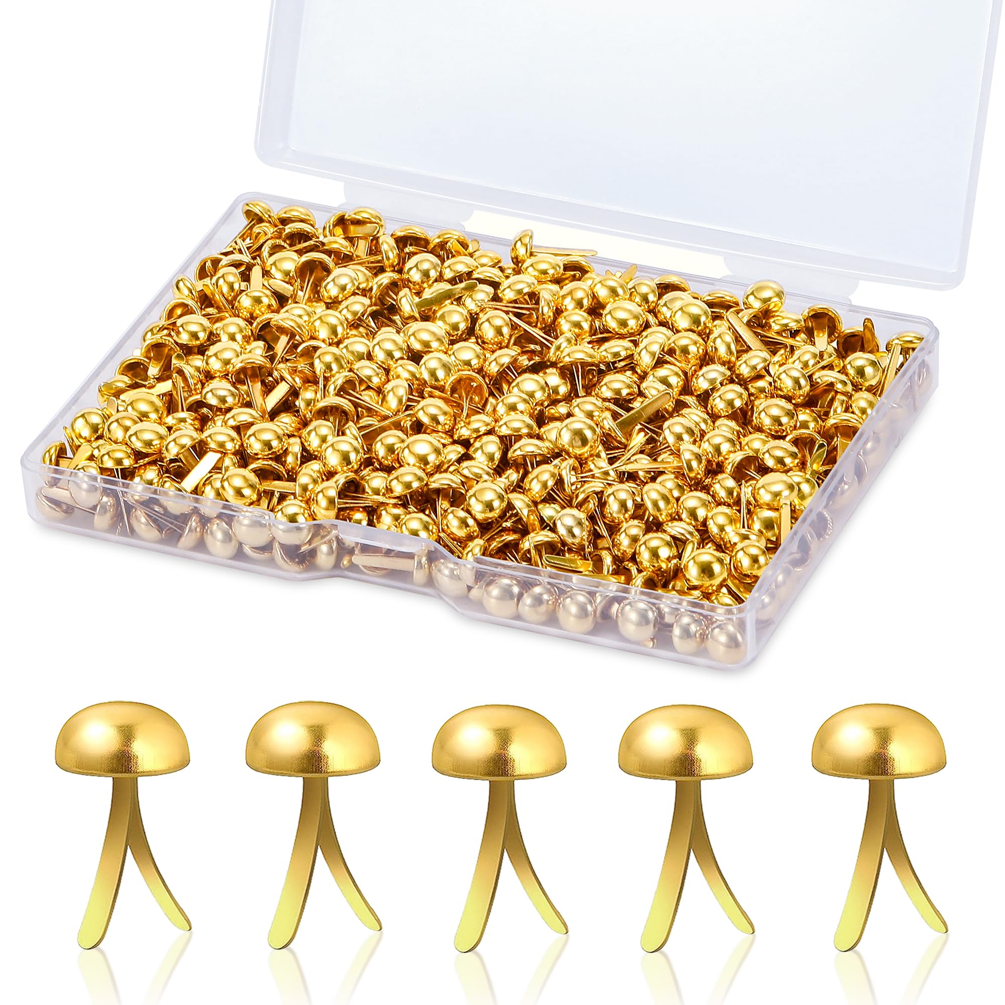 Fermacampioni Piccoli Mini Brads Metallo 6mm 500 Pezzi Oro per Scrapbooking Album DIY Carta Artigianato