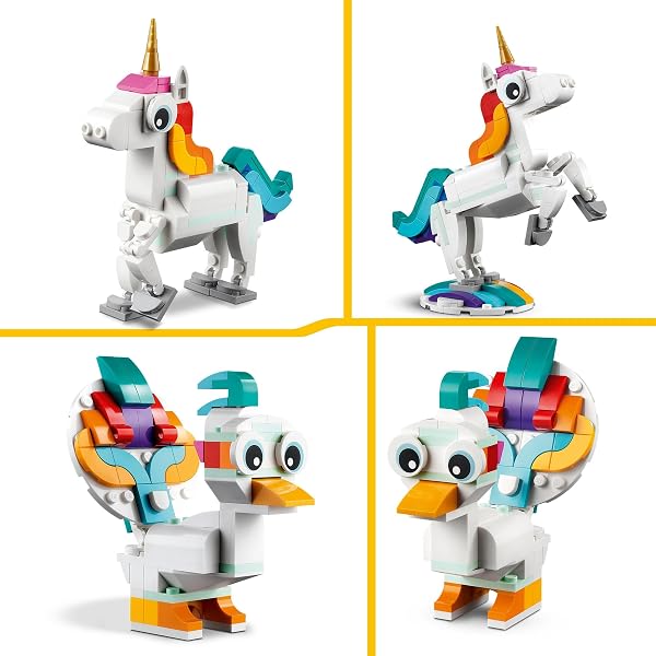 LEGO Creator 3 en 1 Unicornio Mágico de Juguete - Figura de Animal Transformable en Caballito de Mar o Pavo Real - Regalo Creativo para Niñas y Niños de 7+ Años 31140 - 3