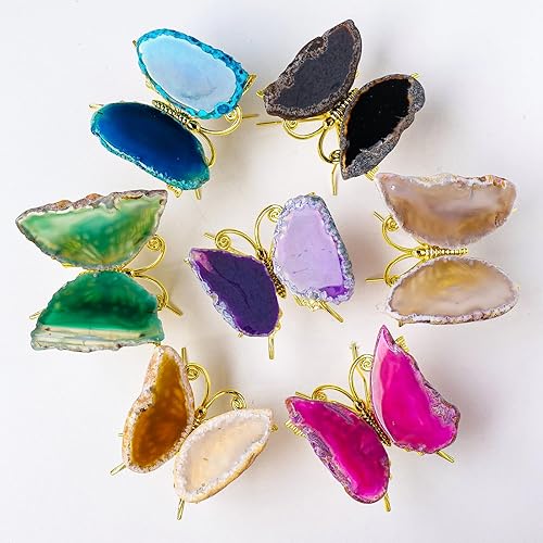 Miniatura 5 de Joyería de mariposa de ágata blanca de cristal natural, 2.55 pulgadas de ancho, 2.75 pulgadas, cristal curativo, hecha a mano, ágata, mariposa,