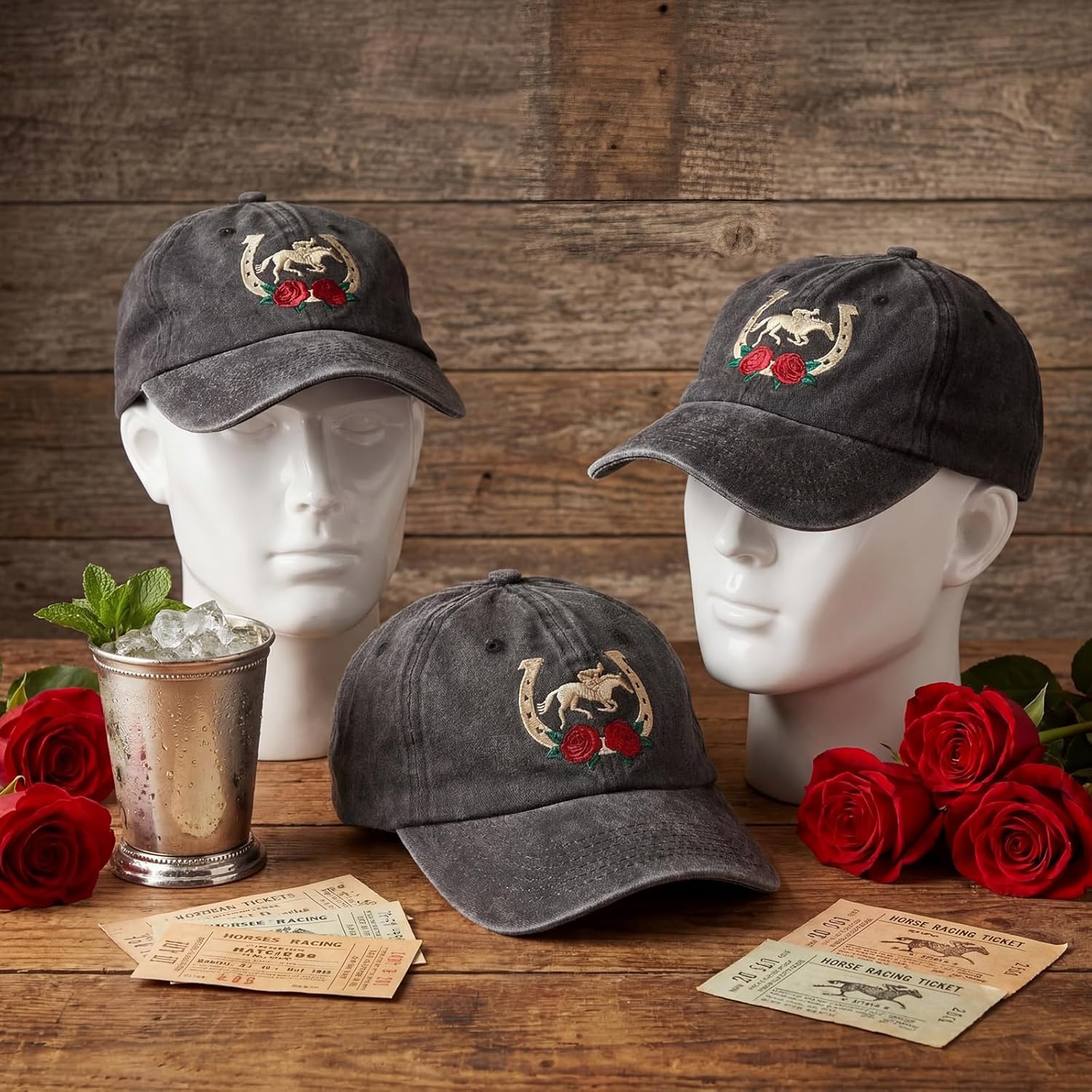 6 Pcs Derby Baseball Caps for Men Women