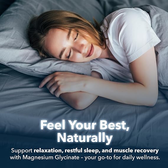Magnesium Glycinate 400mg per Serving High Absorption Gentle on Stomach Supports Sleep, Relaxation, Muscle, Bone & Immune Health Non-GMO, Vegan, 180 Capsules