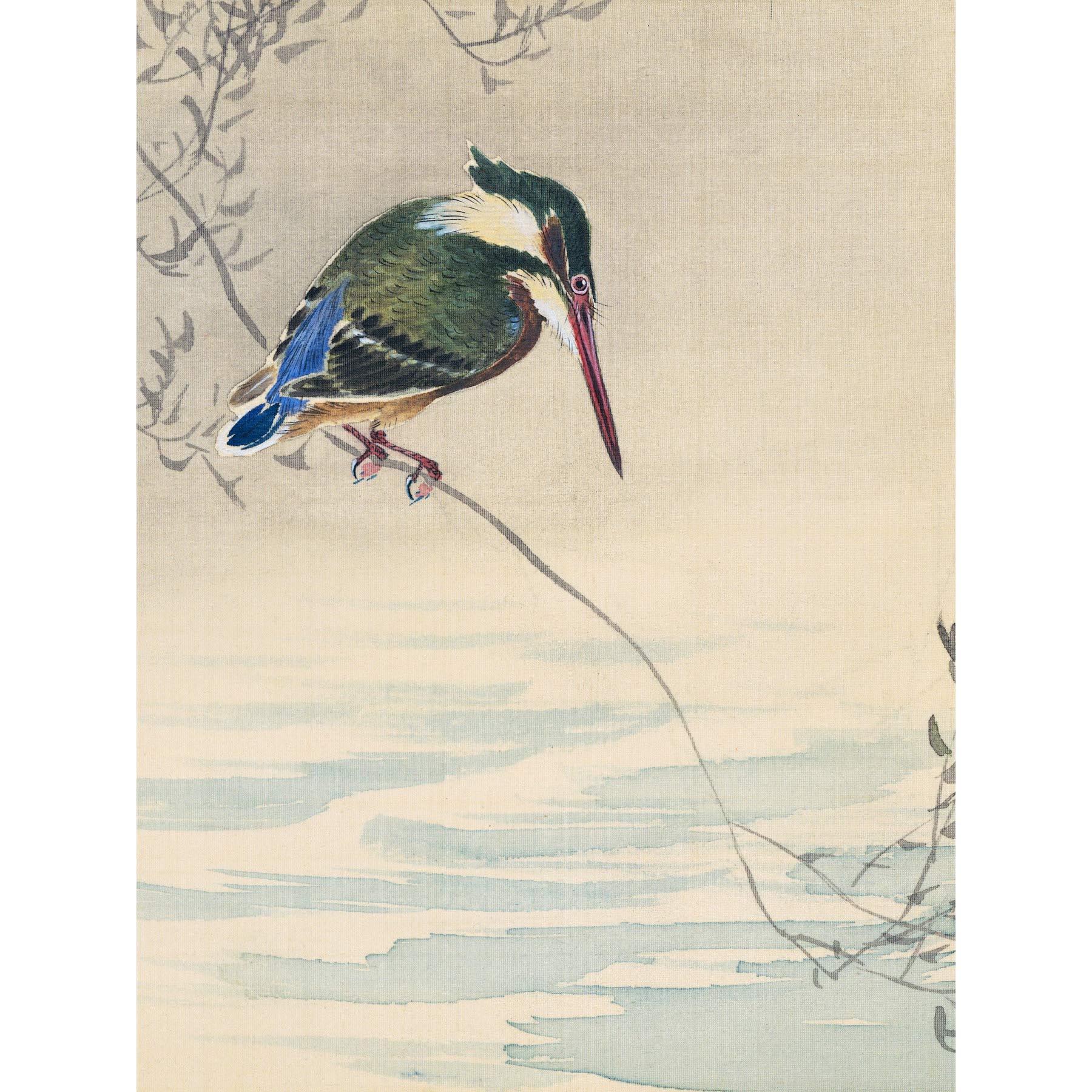 Artery8 Ohara Koson Kingfisher Bird Japanese Painting Extra Large XL Wall Art Poster Print