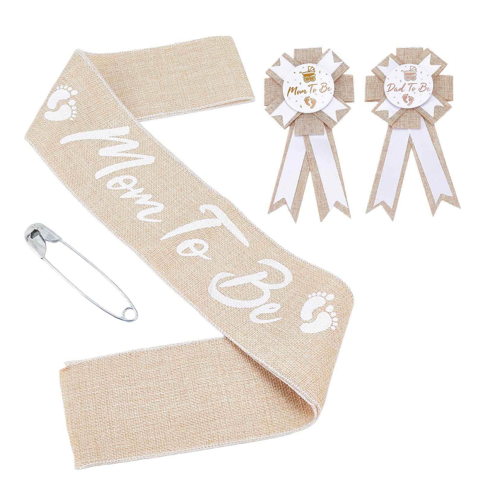 NICENEEDED Mom to Be Sash and Dad To Be and Mom to Be Pin