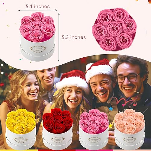 Miniatura 5 de Rosas preservadas en una caja, rosas duraderas que duran un año para siempre, regalos románticos para el día de la madre, San Valentín, aniversario,