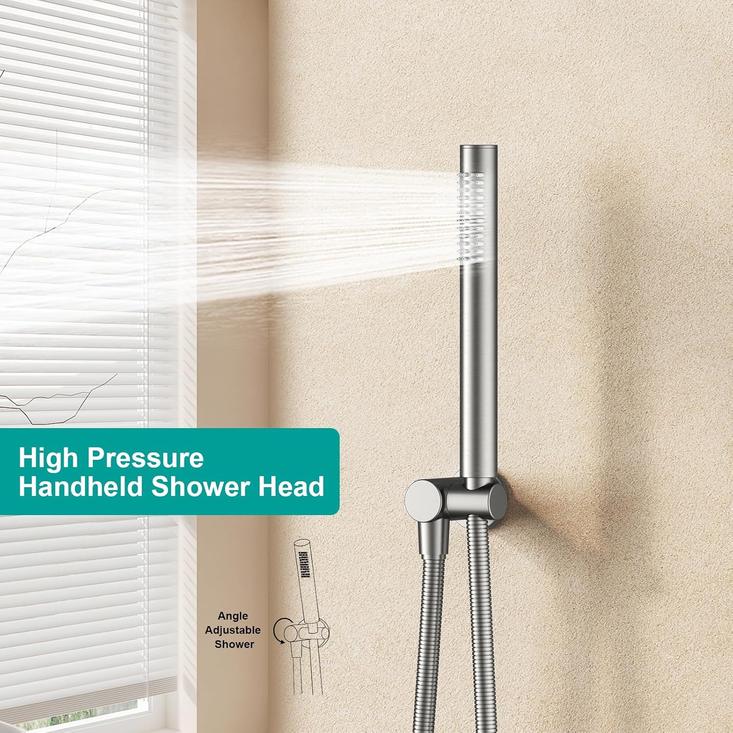 Circle Rain Shower System Faucet Set, Rainfall Brushed Nickel Shower Head and Handle Set, Valve Trim Kit, 10 Inch Rain Shower Head(Brushed Nickel)