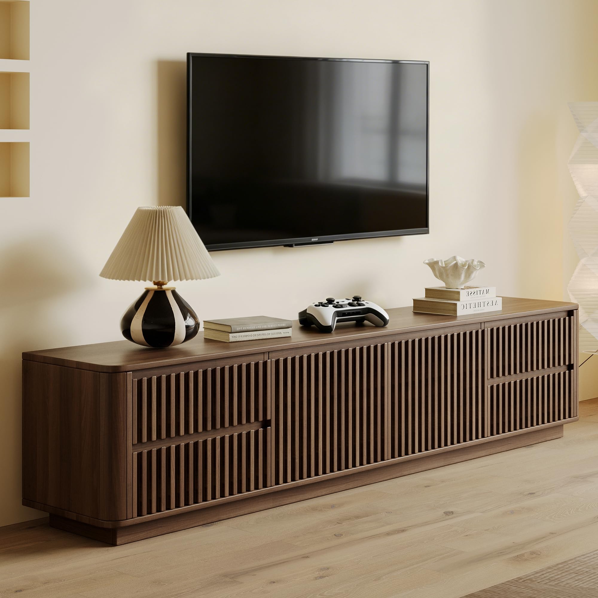 Mid-Century Modern TV Stand with Double Door Cabinet