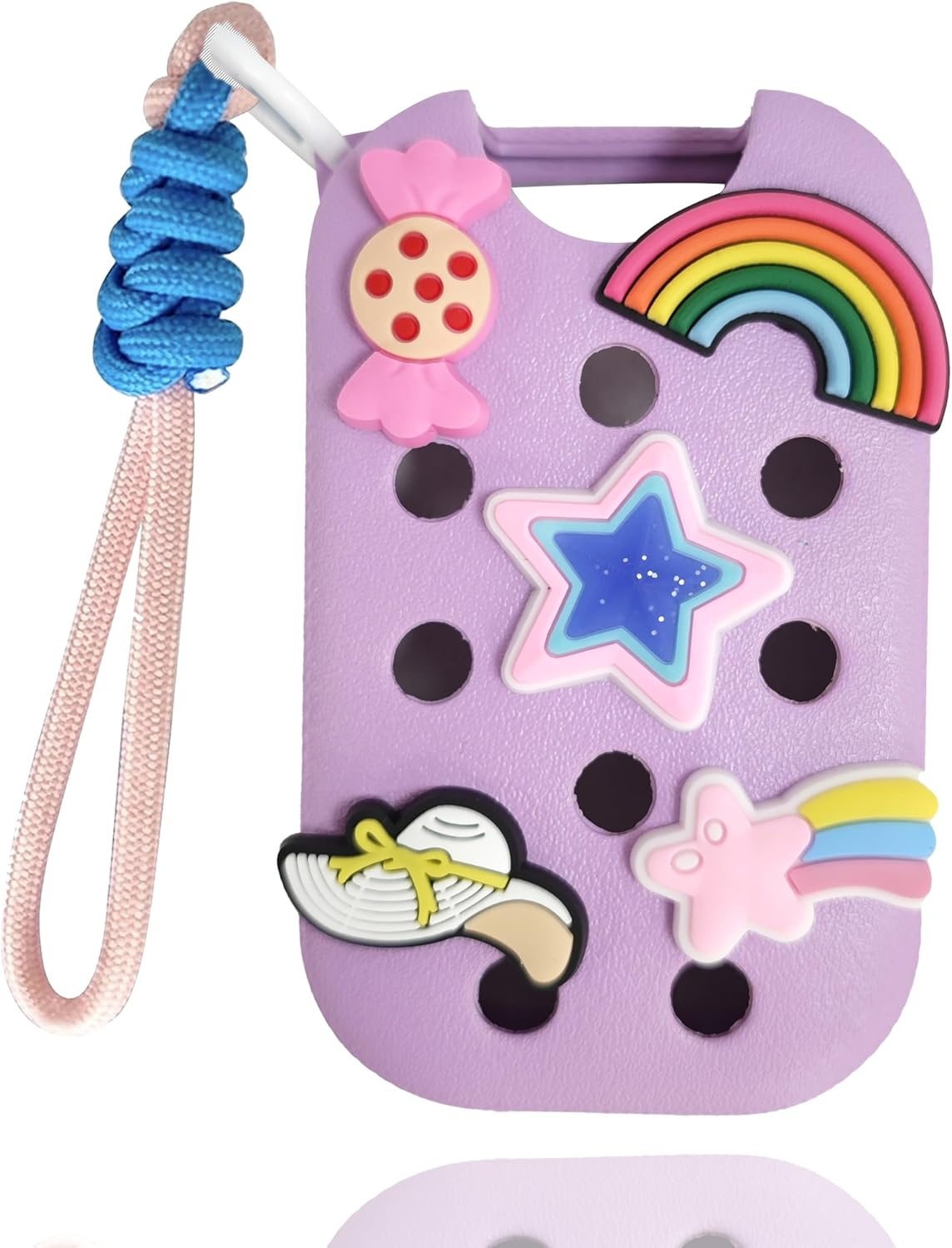 1 Pack EVA Case Compatible for Touchland Hand Sanitizer Spray (Fit for 1 FL OZ/30 mL Ver), Portable Keychain & 10 Decorative Charms. (Pruple)