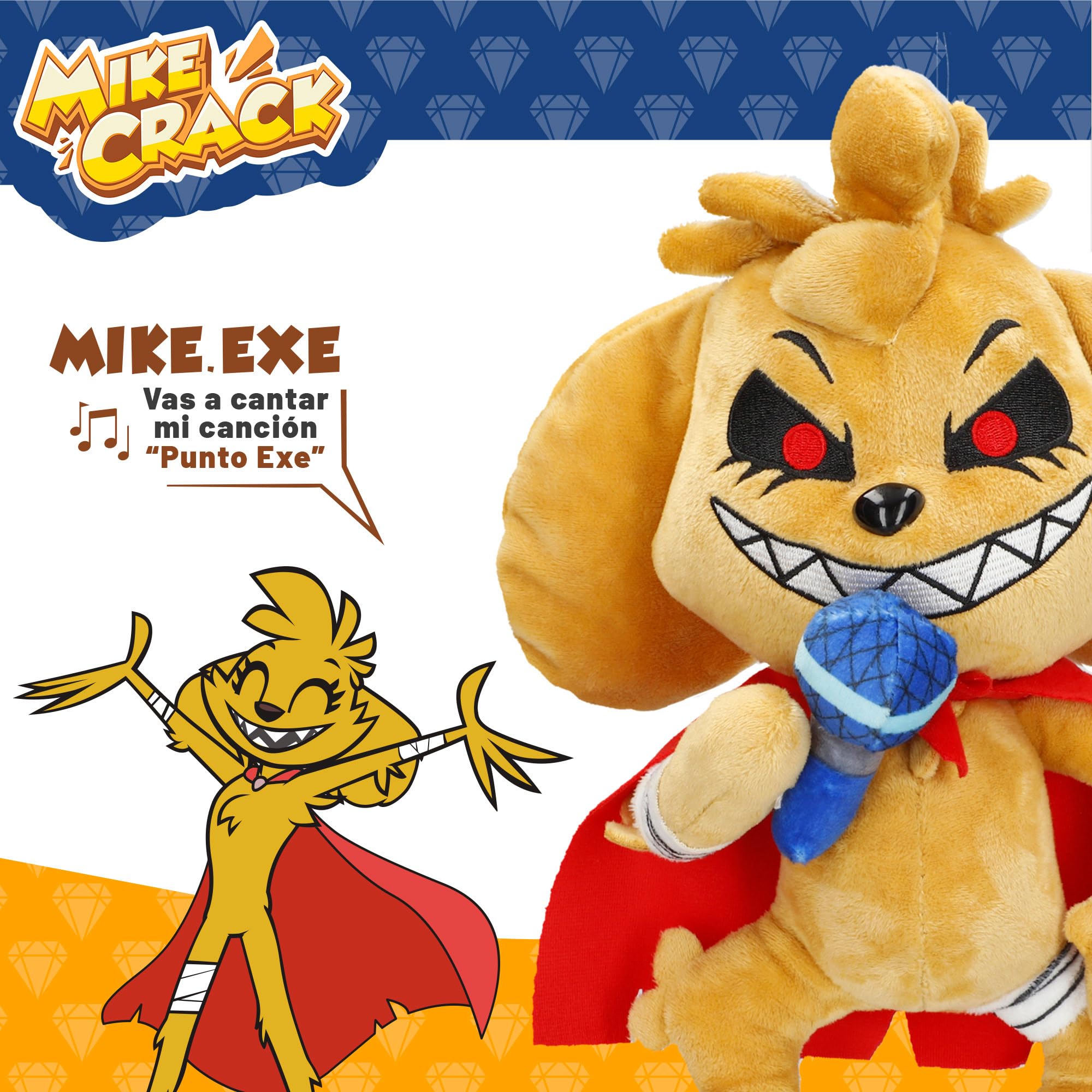 COLORBABY Mikecrack, Wypchane interaktywne Mike.Exe Dog z muzyką, Nagrywanie i odtwarzanie głosu, zabawka postać Youtube, 29 cm, Śpiewa Punto Exe, Powtórz to, co mówisz (85425)