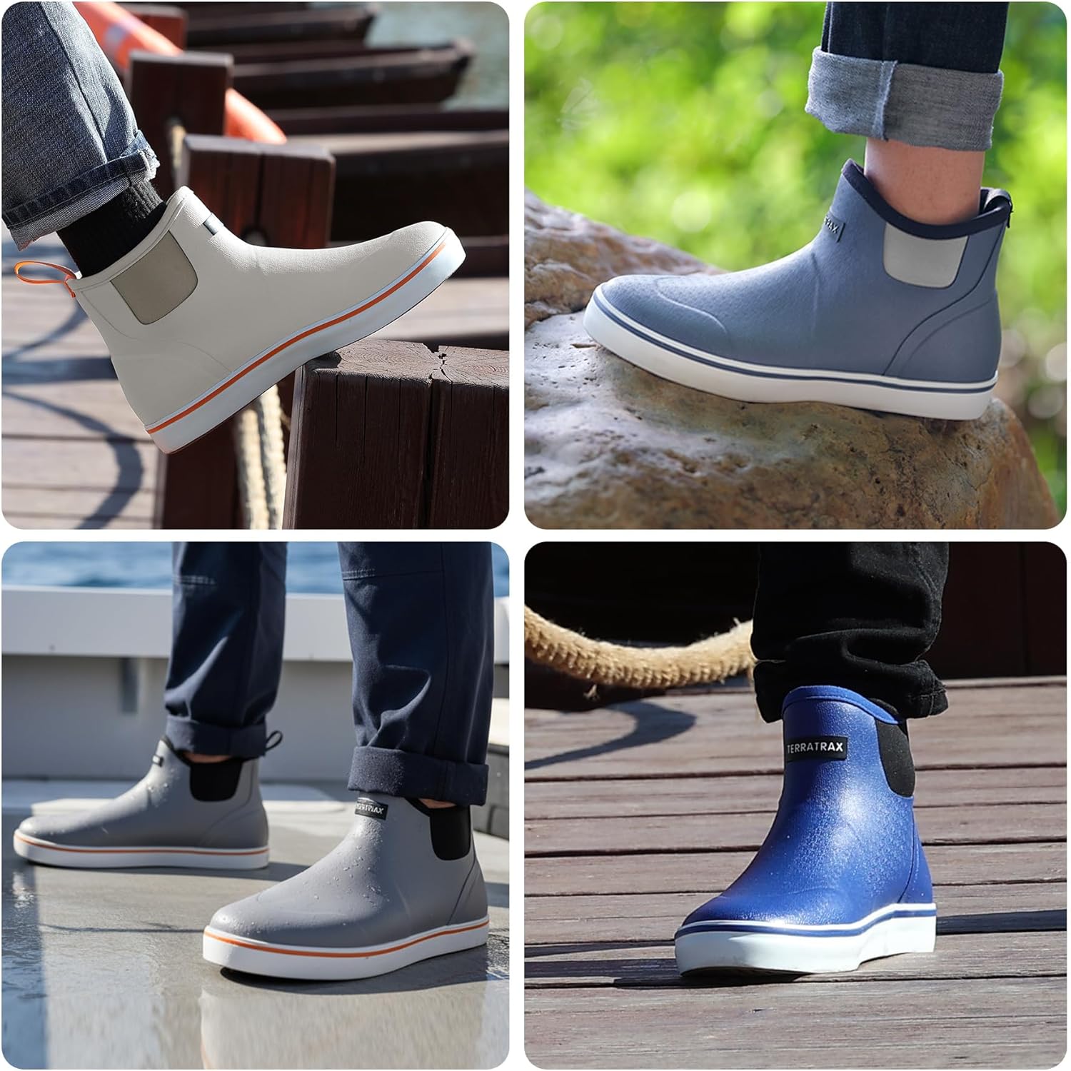 Men's Waterproof Deck Boots, Short Ankle Rain Boots for Fishing, Farming & Mud - Anti-Slip Neoprene Slip On Shoes for Garden, Slush & Boat Deck - Image 7