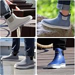 Men's Waterproof Deck Boots - Slip On Short Ankle Rubber Shoes | Anti-Slip Neoprene Booties for Fishing, Gardening & Boating | Chelsea Work Footwear, All-Season