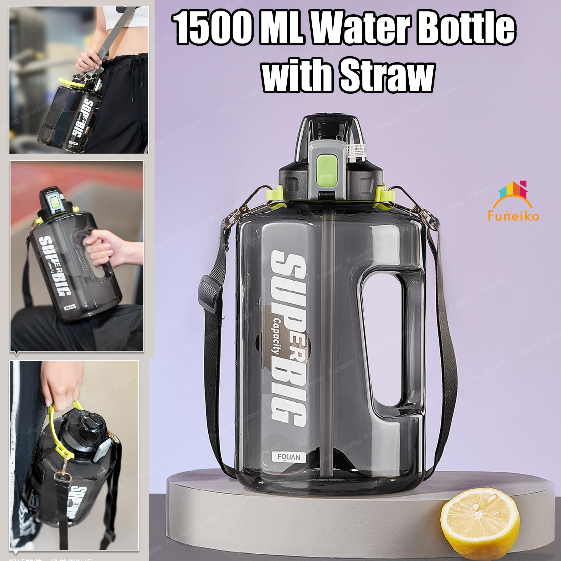 Large 1.5L Protein Shaker Bottle - BPA Free -5