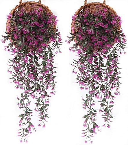 Vid artificial colgante, plantas falsas de sauce llorando, plantas de plástico, hiedra sintética, resistente a los rayos UV, para interiores y