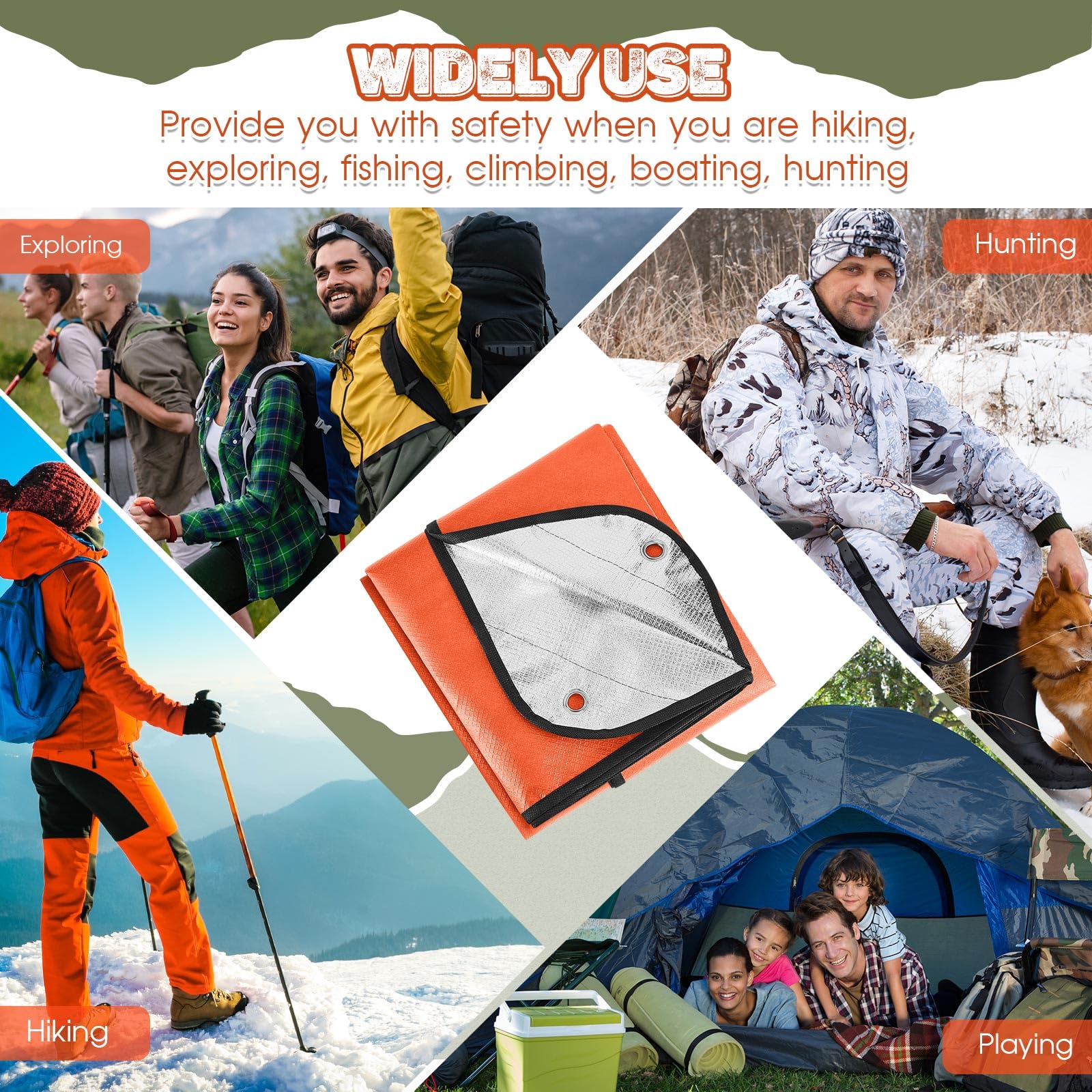 2 mantas de emergencia resistentes para supervivencia, aisladas, térmicas, reflectantes, para camping, reutilizables, bloqueadas por infrarrojos, para rescate, coche, camping, senderismo (naranja)