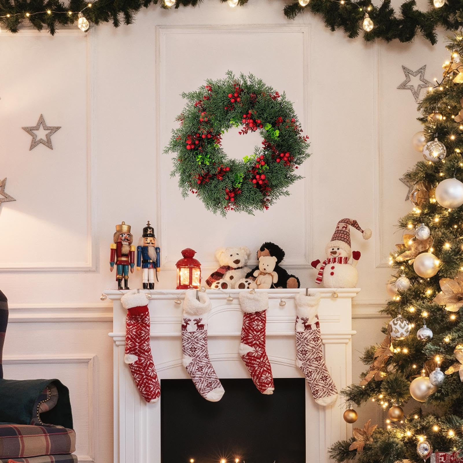 Kerstkrans voor de voordeur, kerstkrans voor deur, gouden kerstkrans voor kerstballen, kerstkrans voor deuren, salut Kerstkrans voor de voordeur, kerstkrans voor deur, gouden kerstkrans voor kerstballen, kerstkrans voor deuren, salut