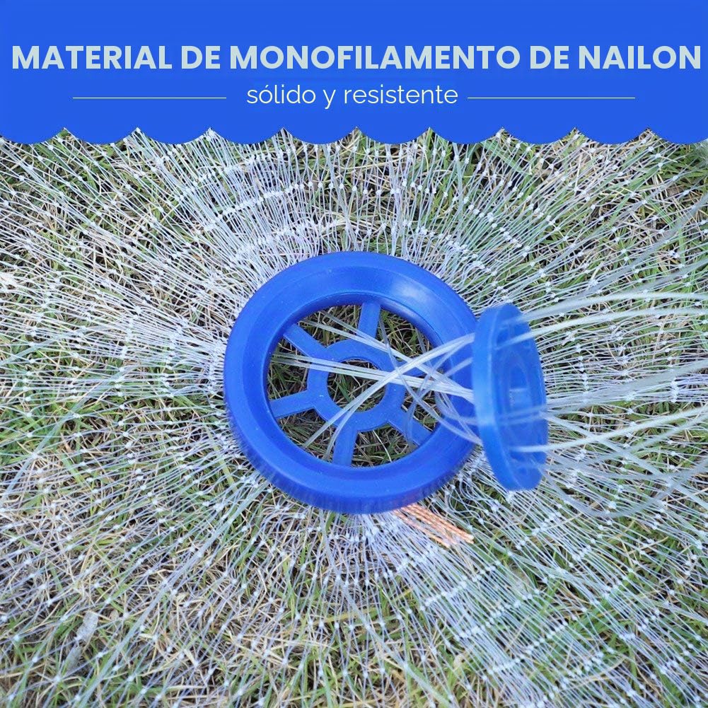 Red de pesca Dioche de nailon, monofilamento al aire libre, estilo americano, lanzamiento de mano de malla de pesca