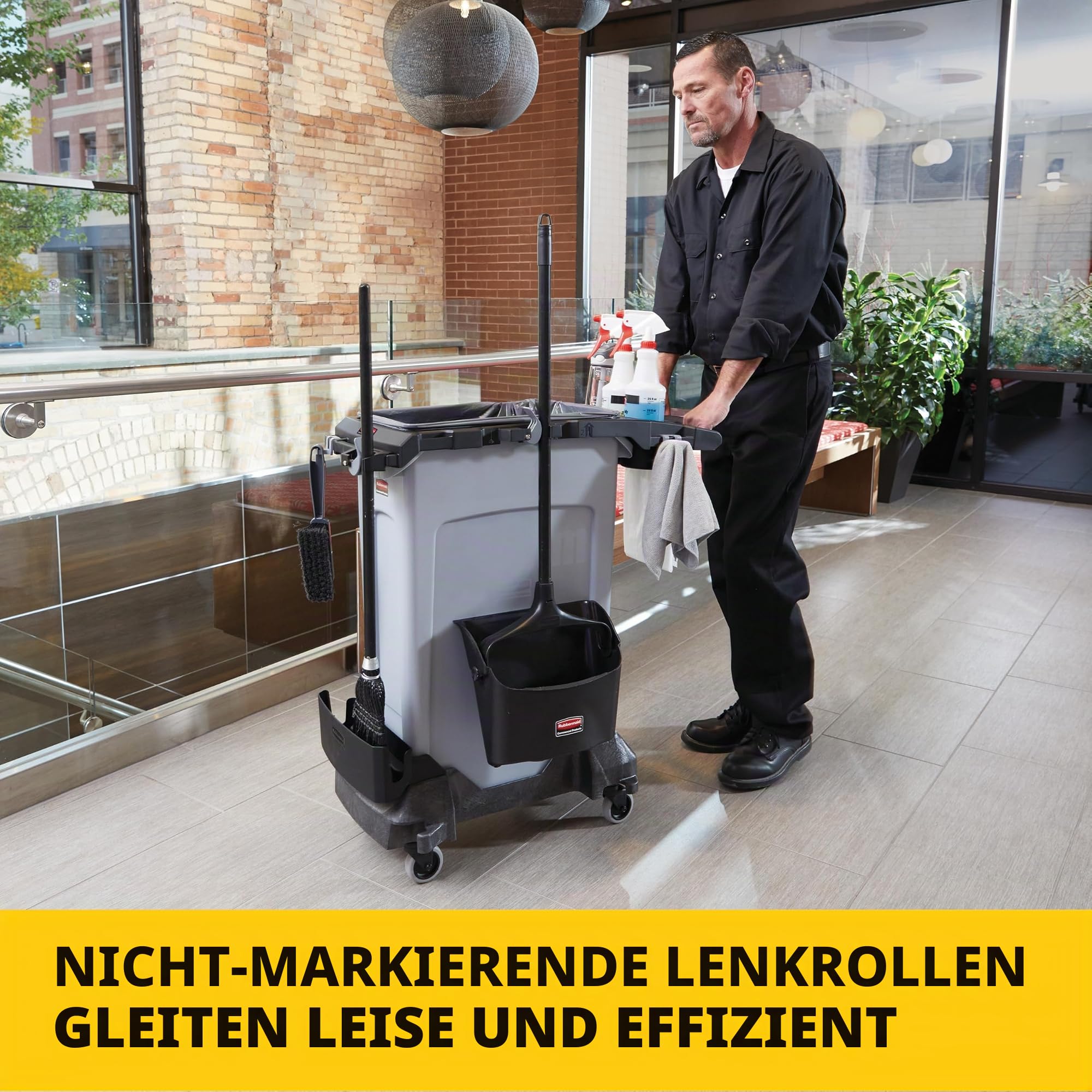 Rubbermaid Commercial Products Resin Trainable Dolly, Harz | Für 61 / 87 l Slim Jim Behälter | Schwarz