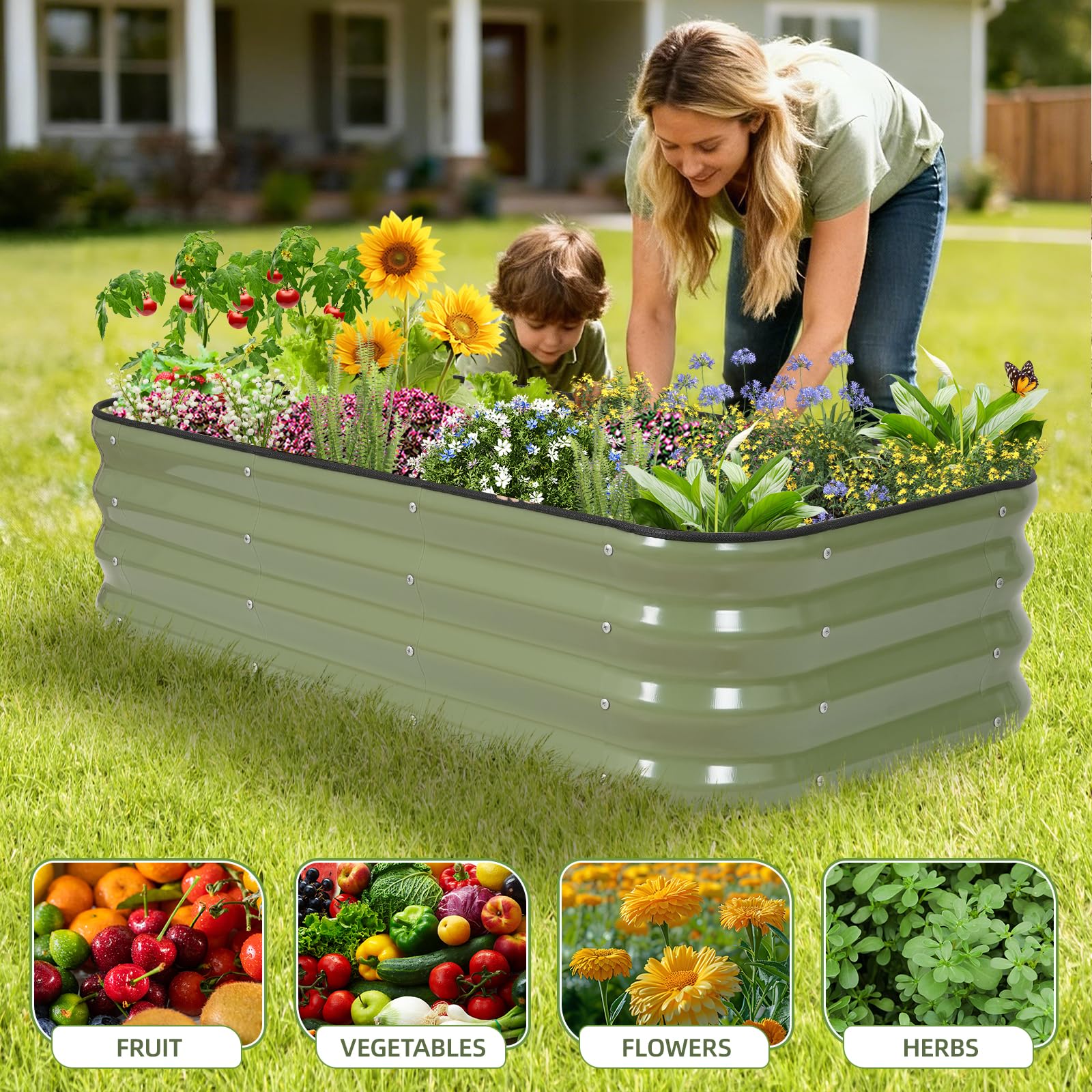 GoCampDriect 3-in-1-Hochbeet, verzinkt, für den Außenbereich, korrosionsbeständig, variable Form, Metall, Hochbeete zum Pflanzen von Gemüse, Kräutern, Obst, Blumen, Grün