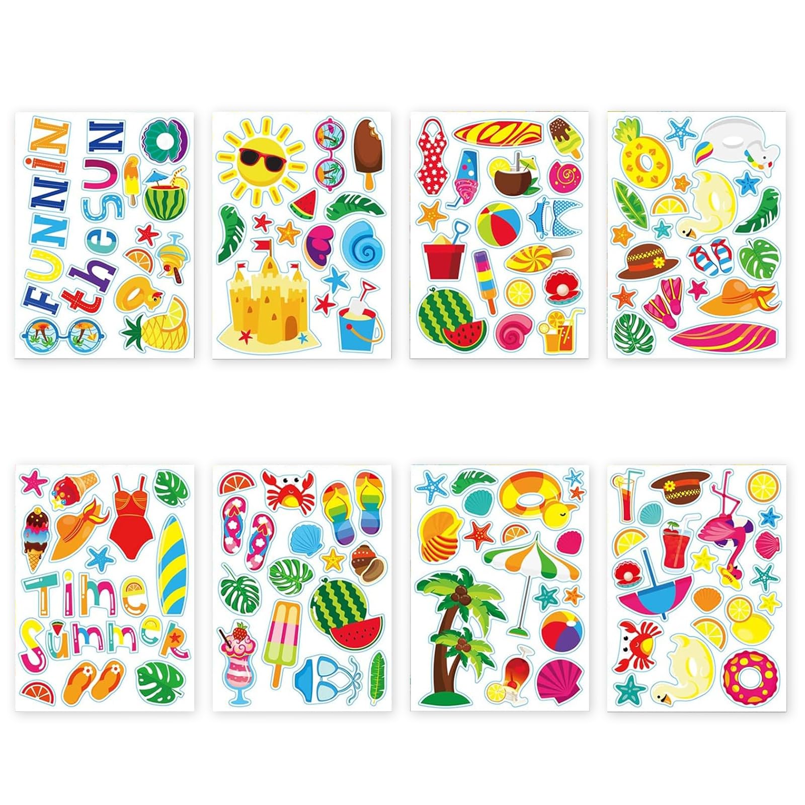 24 Hojas Pegatinas Niños Verano Pegatinas de Dibujos Animados Pegatinas Hawaianas Pegatinas de Verano Autoadhesivas Scrapbooking Pegatinas Artesanía para Art Laptop Journal