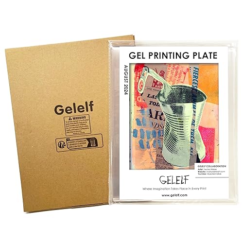 GELELF Upgraded Gel Printing Plate No Aging & Bubbling, Mini Size 3" x 5" Reusable Gel Plates for Monoprinting -Printmaking Art Supplies for Card Making, Book Press, Journaling, Scrapbooking