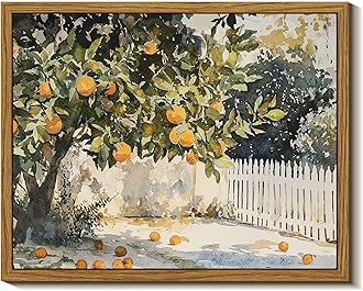 Framed Canvas Wall Art, Orange Trees Art, Classic Rustic Farmhouse Decor for Bedroom, Living Room, Bathroom, Gallery, 8"x10"