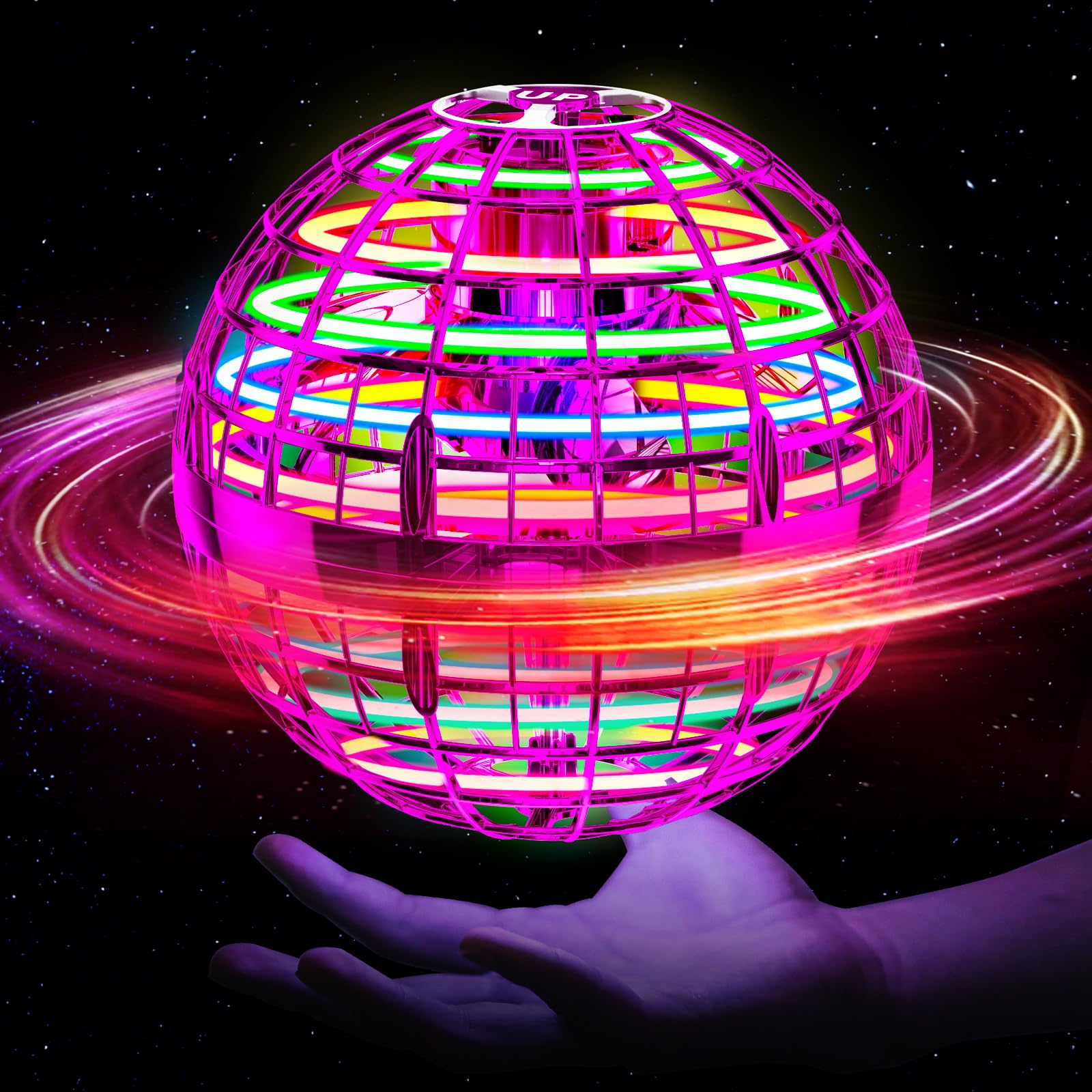 Ivtivfu Fliegender Ball Spielzeug (Rosa, Verbessert): LED Hover Orb, Boomerang Ball, Flying Toys für Mädchen und Junge, Geschenk für Kinder ab 6, 7, 8, 9, 10, 11, 12 Jahre