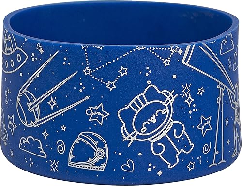 Omoojee Funda protectora de silicona de 12 a 24 onzas, compatible con botella de agua Hydro Flask, Simple Modern, Yeti, azul (universo, astronauta)