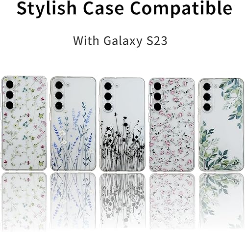 Miniatura 4 de Funda para Samsung Galaxy S23, diseño de lavanda transparente con diseño de flores florales para mujeres y niñas, funda transparente delgada suave a