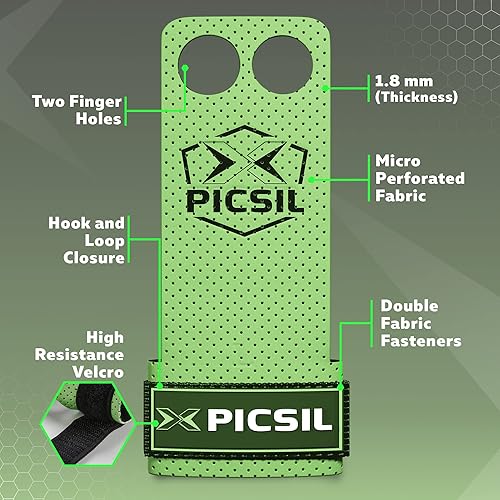 Miniatura 3 de PICSIL Azor Grips, agarres de entrenamiento con mayor retención de magnesio, agarres de mano unisex ligeros y resistentes para levantamiento de