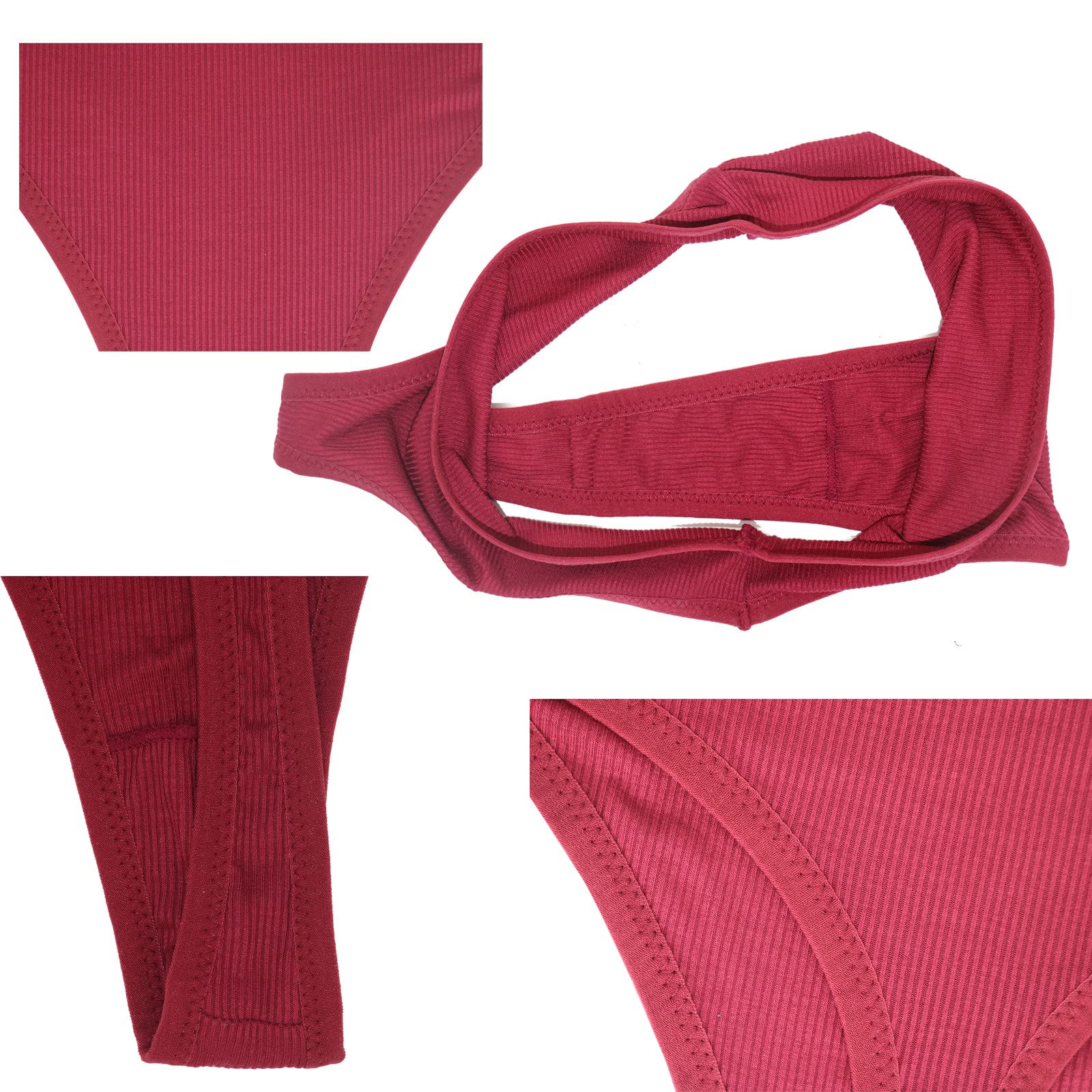 Lot de 6 strings pour femme - En coton - Taille haute - Doux et confortable